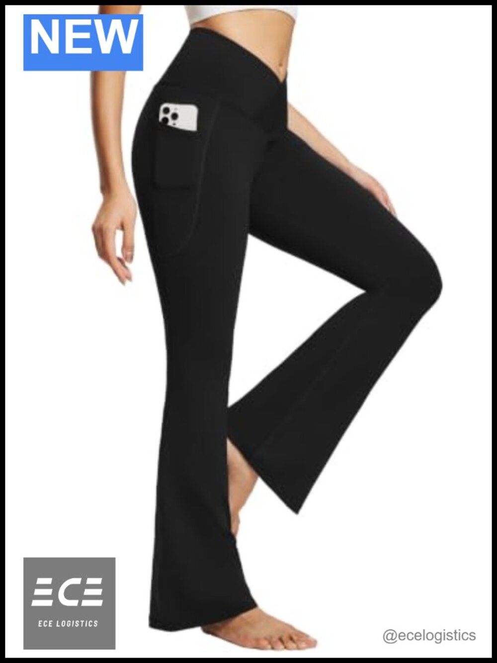 V Crossover Flare Leggings with Pockets High Waist Yoga Pants